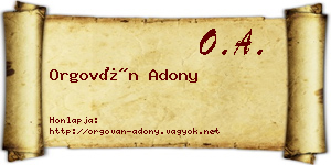 Orgován Adony névjegykártya